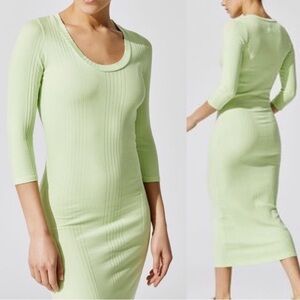 NSF Light Green Ribbed Midi Dress